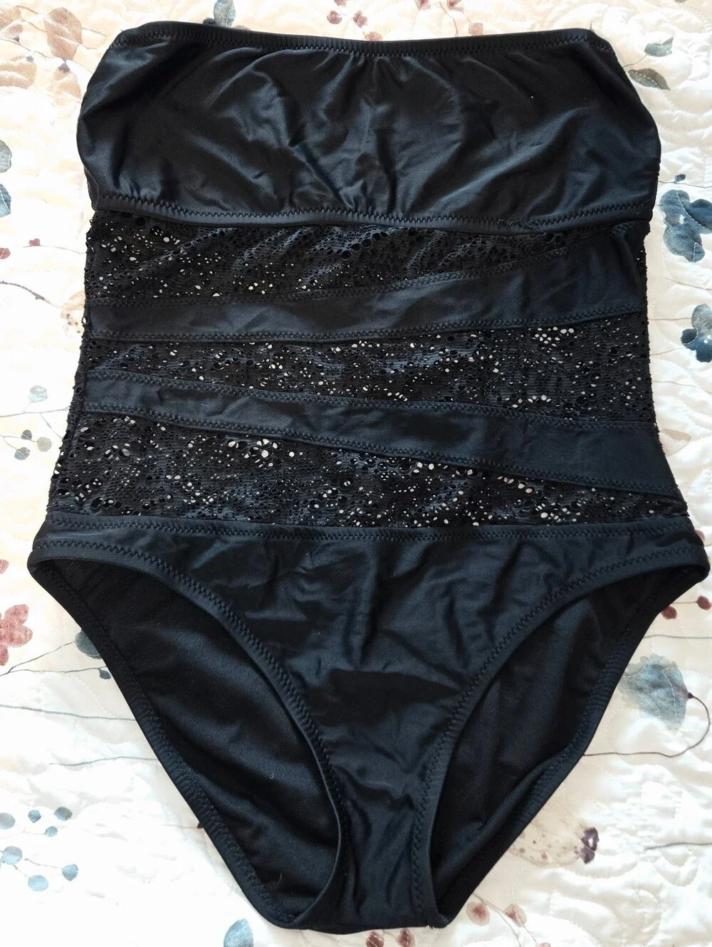 Women's Black Lace One-Piece Swimsuit